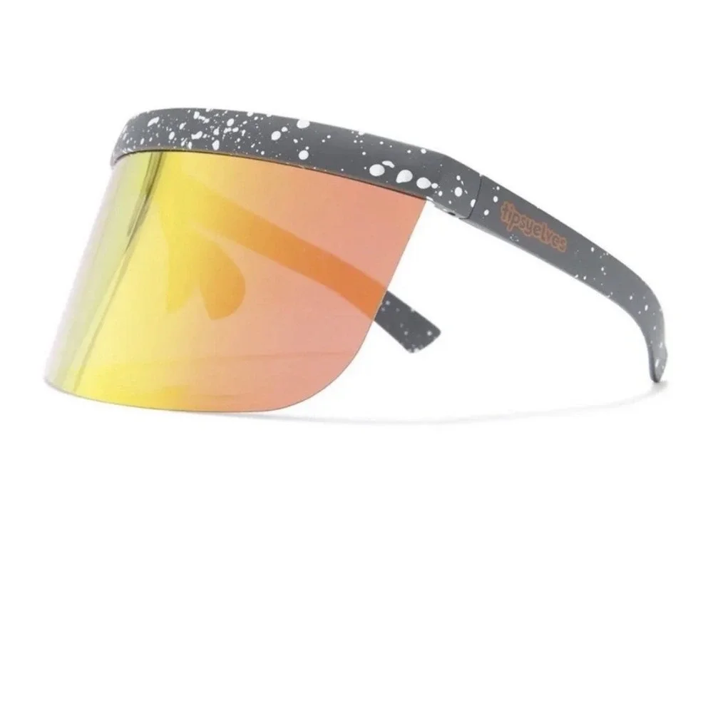 Tipsy Elves Canyon Oversized Shield‎ Sunglasses Mirrored Lens Speckled Frame